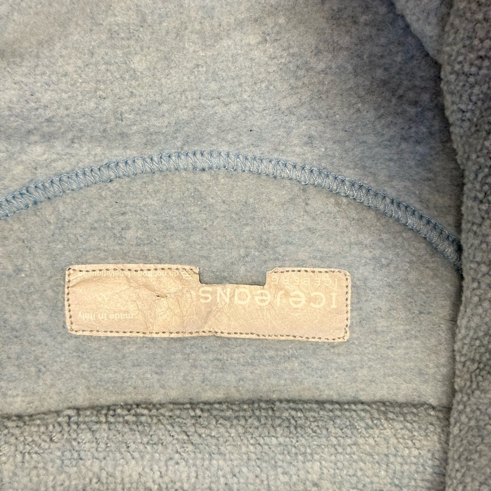 Vintage ICEJEANS BY ICEBERG Light Blue CozyFleece 1/4 Zipper Made in Italy sz.L - Picture 8 of 8